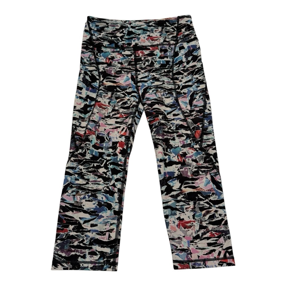 Lululemon Wunder Under High Rise Crop Leggings Size 6 Culture Clash Multi Black